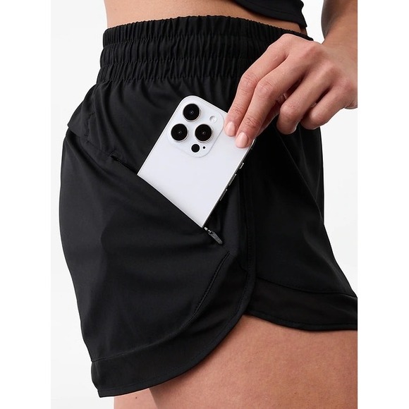 ATHLETA Mesh Racer Run Mid Rise 4" Short - Black - Small - Picture 3 of 8